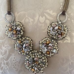 Coldwater Creek 3D pearls and seedbed necklace Vintage unused new old stock.